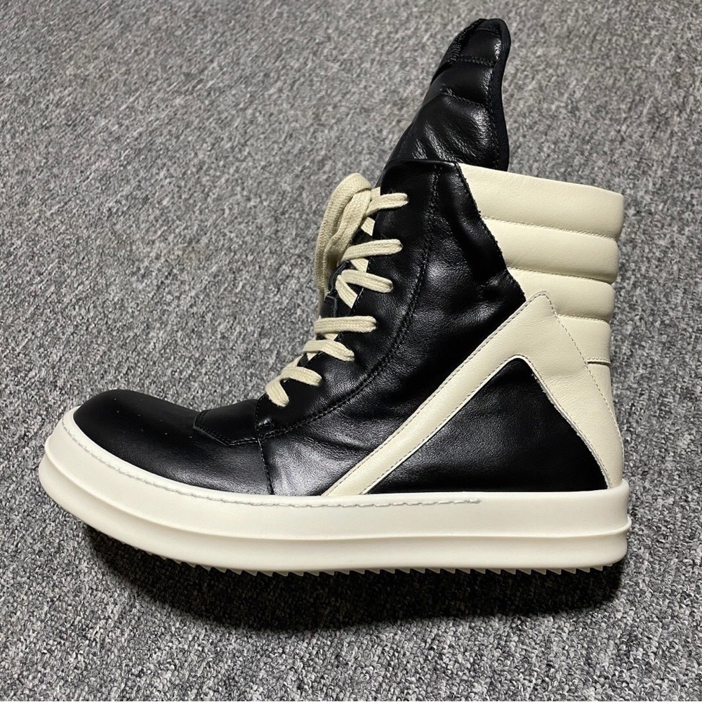 Rick owens Black and White High-Top Sneakers